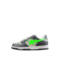 BAPE STA Low-Top Sneakers in Grey and Neon Green
