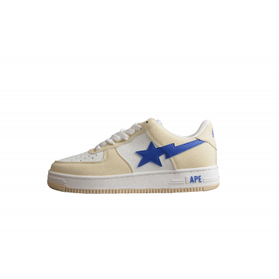 BAPE STA Low-Top Sneakers in Cream and Blue