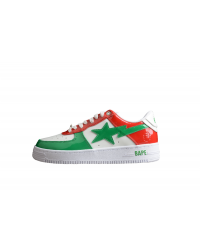 BAPE STA Low-Top Sneakers in Red, Green, and White