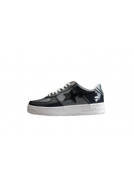 BAPE STA Black Patent Leather Low-Top Sneakers