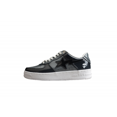 BAPE STA Black Patent Leather Low-Top Sneakers