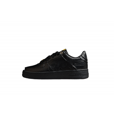 BAPE STA Low-Top Black Croc-Embossed Sneakers