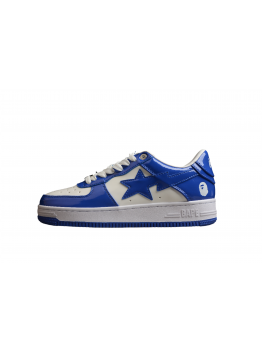 BAPE STA Low-Top Blue and White Patent Leather Sneakers
