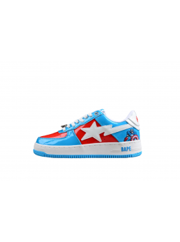BAPE STA Low-Top Sneakers in Blue and Red Captain America Edition