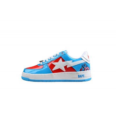 BAPE STA Low-Top Sneakers in Blue and Red Captain America Edition