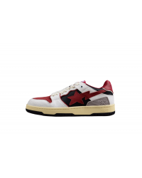 BAPE STA Low Top Sneakers in Red, White, and Black