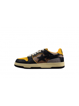 BAPE STA Low Top Sneakers in Black and Yellow
