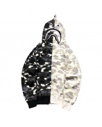 BAPE CITY CAMO HALF SHARK FULL ZIP HOODIE WHITE/BLACK