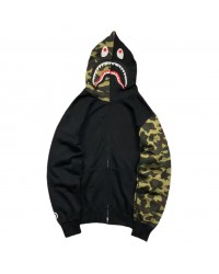 BAPE GREEN CAMO FULL ZIP HOODIE BLACK