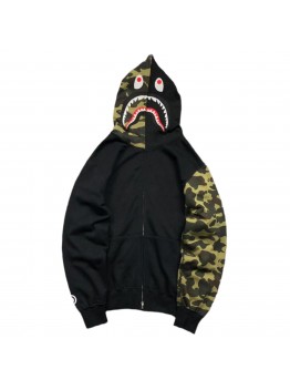 BAPE GREEN CAMO FULL ZIP HOODIE BLACK