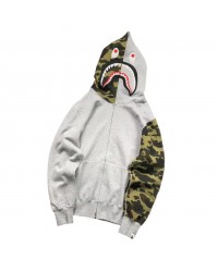 BAPE GREEN CAMO FULL ZIP HOODIE GREY