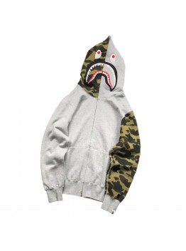 BAPE GREEN CAMO FULL ZIP HOODIE GREY