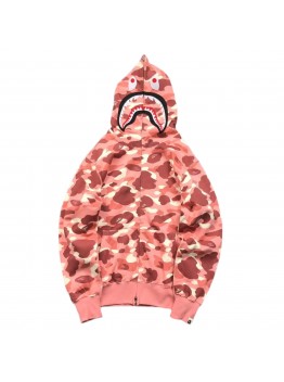 BAPE x BARBIE DOT CAMO SHARK FULL ZIP HOODIE PINK