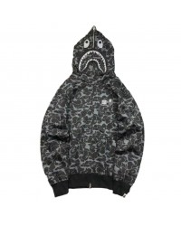 BAPE x DOVER STREET MARKET SPECIAL CAMO SHARK FULL ZIP HOODIE BLACK