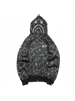 BAPE x DOVER STREET MARKET SPECIAL CAMO SHARK FULL ZIP HOODIE BLACK