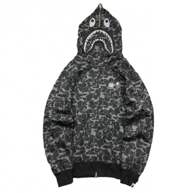 BAPE x DOVER STREET MARKET SPECIAL CAMO SHARK FULL ZIP HOODIE BLACK