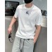 Burberry White T-Shirt with Blue Equestrian Knight Logo