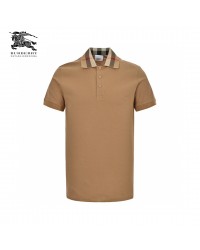 Burberry Polo Shirt with Check Collar (Tan)