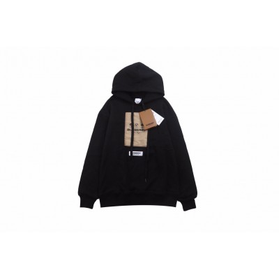 Burberry Black Hoodie with Logo Patch