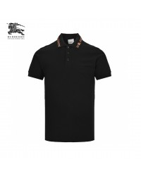 Burberry Striped Collar Polo Shirt in Black