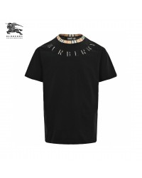 Burberry Check Collar Black T-Shirt
