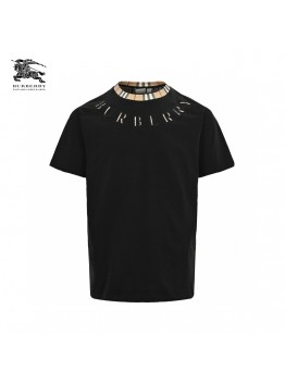 Burberry Check Collar Black T-Shirt