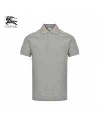 Burberry Striped Collar Polo Shirt in Grey