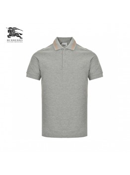 Burberry Striped Collar Polo Shirt in Grey