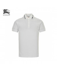 Burberry Striped Collar Polo Shirt in White