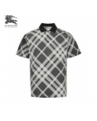 Burberry Geometric Check Polo Shirt (Black and White)