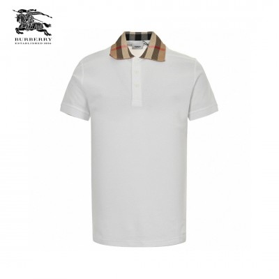 Burberry Polo Shirt with Check Collar (White)