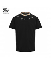 Burberry Logo Collar Detail Black T-Shirt