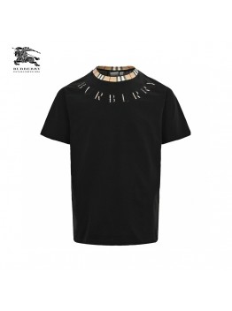 Burberry Logo Collar Detail Black T-Shirt