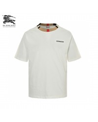 Burberry Check Collar T-Shirt in White