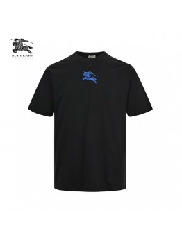 Burberry Black T-Shirt with Blue Equestrian Knight Logo