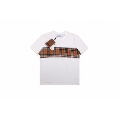 Burberry Check Panel T-Shirt (White)