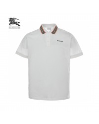 Burberry Striped Collar White Polo Shirt