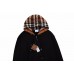 BURBERRY CHECK HOOD COTTON HOODIE BLACK