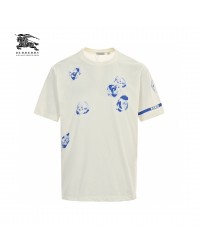 Burberry White T-Shirt with Blue Design