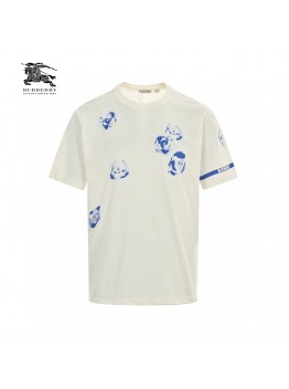 Burberry White T-Shirt with Blue Design