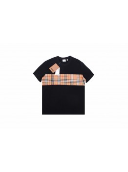 Burberry Check Panel T-Shirt (Black)