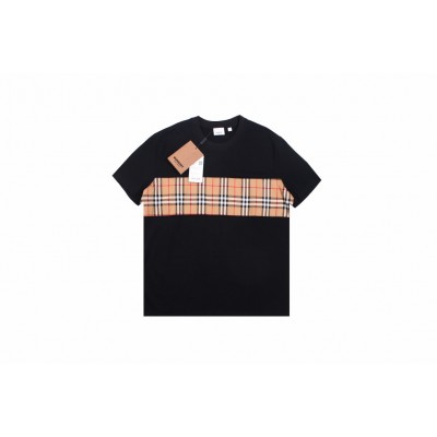Burberry Check Panel T-Shirt (Black)