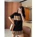 Burberry Check Panel T-Shirt (Black)
