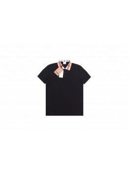 Burberry Check Collar Polo - Black