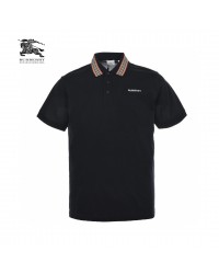 Burberry Striped Collar Black Polo Shirt