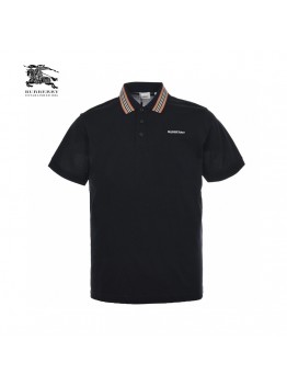 Burberry Striped Collar Black Polo Shirt