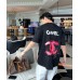 Chanel Pink Splash Logo Black T-Shirt