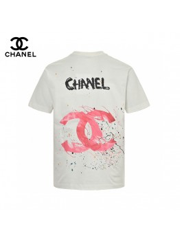 Chanel Pink Splash Logo T-Shirt