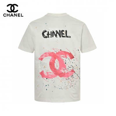 Chanel Pink Splash Logo T-Shirt