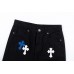 CHROME HEARTS BLUE CROSS PATCH JEANS BLACK